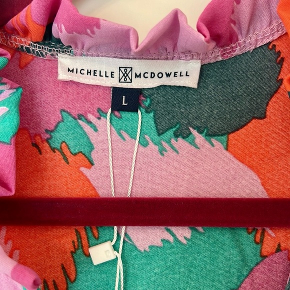 NWT Michelle McDowell Ruffle Top in Pink and Green - Picture 5 of 6